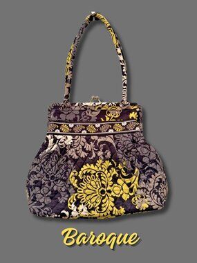 Vera Bradley Baroque Alice Shoulder Bag Kiss Lock Retired Y2K Quilted Cotton